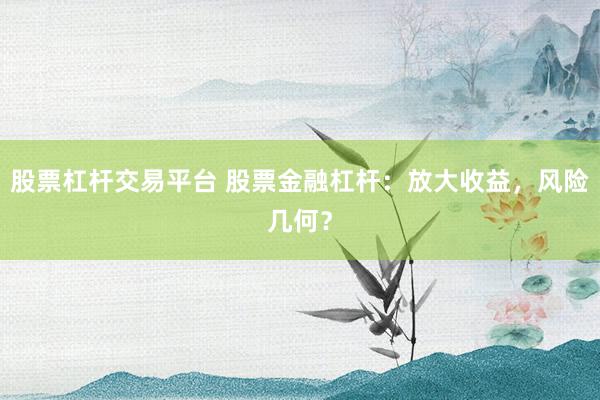 股票杠杆交易平台 股票金融杠杆：放大收益，风险几何？