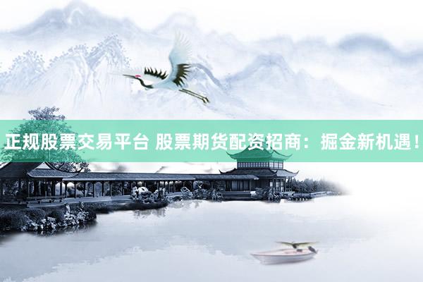 正规股票交易平台 股票期货配资招商：掘金新机遇！