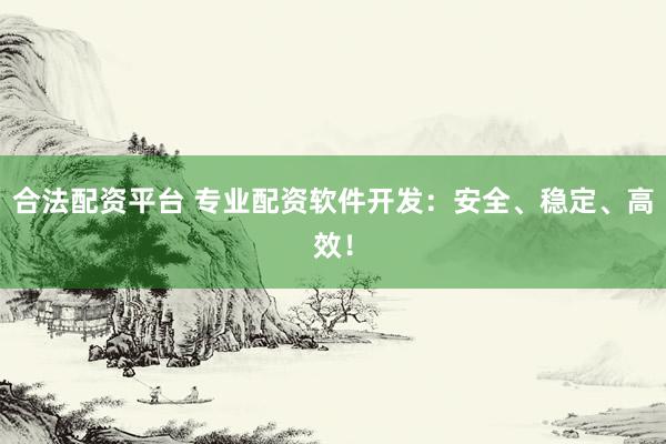 合法配资平台 专业配资软件开发：安全、稳定、高效！