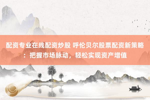 配资专业在线配资炒股 呼伦贝尔股票配资新策略：把握市场脉动，轻松实现资产增值