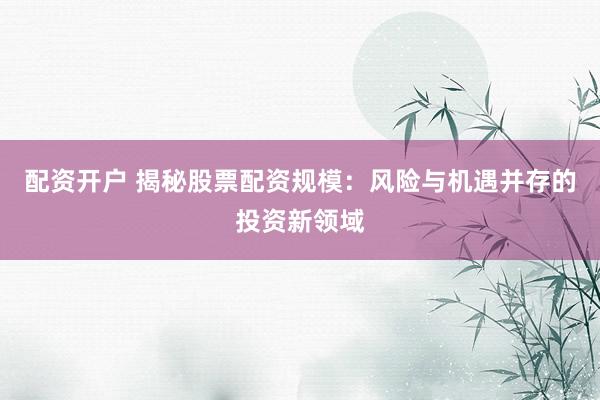 配资开户 揭秘股票配资规模：风险与机遇并存的投资新领域