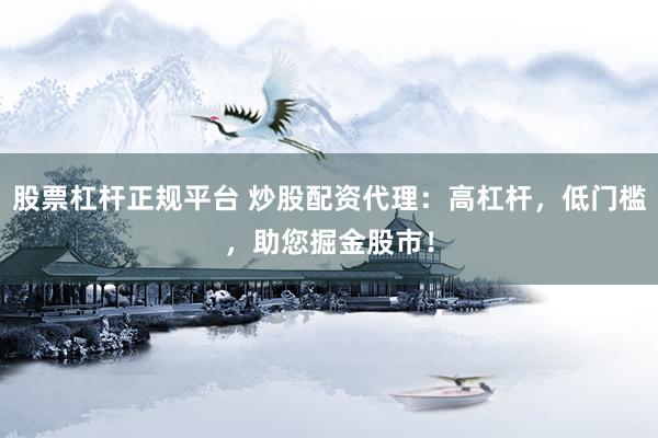 股票杠杆正规平台 炒股配资代理：高杠杆，低门槛，助您掘金股市！