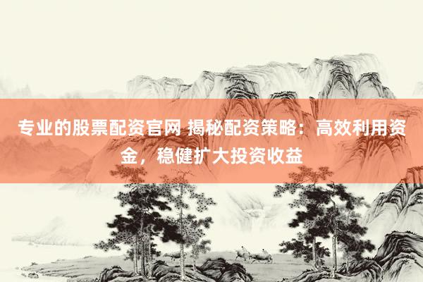 专业的股票配资官网 揭秘配资策略：高效利用资金，稳健扩大投资收益