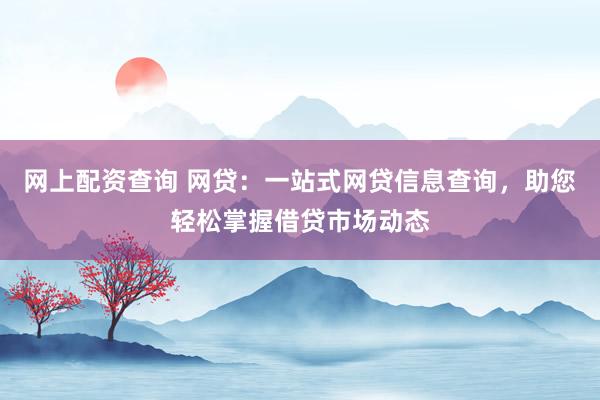 网上配资查询 网贷：一站式网贷信息查询，助您轻松掌握借贷市场动态