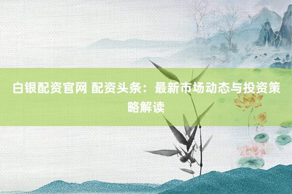 白银配资官网 配资头条：最新市场动态与投资策略解读