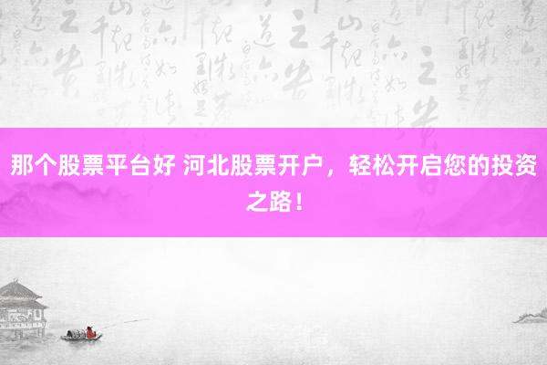 那个股票平台好 河北股票开户，轻松开启您的投资之路！